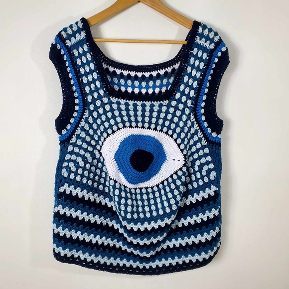 Vintage Crochet Granny Square Vest Tank M/L - Picture 2 of 4